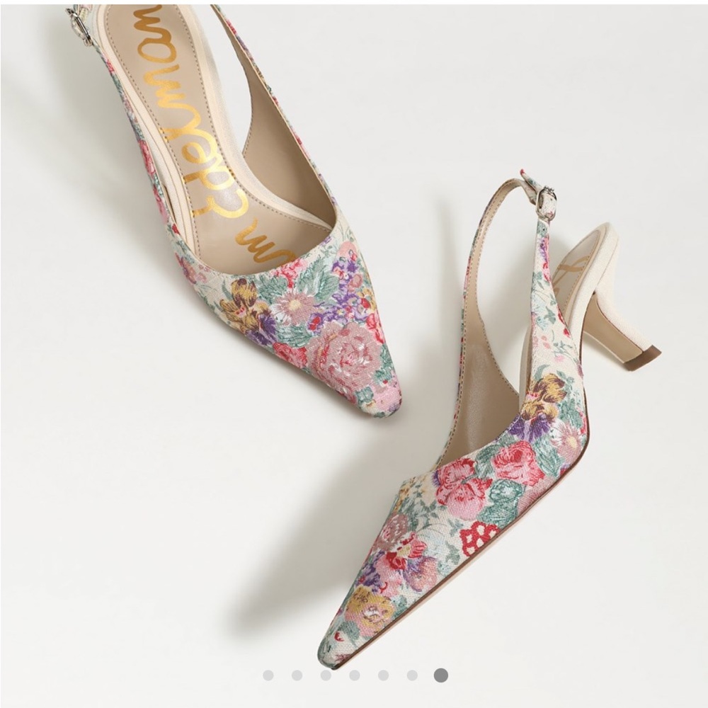 Sam Edelman white floral Heels